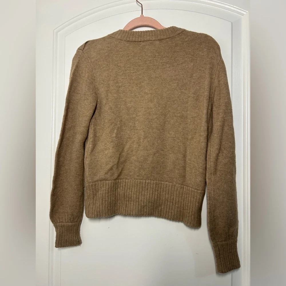 J.Crew Womens Alpaca Wool Blend Tan Crewneck Knit Sweater Size XS Preppy Chic